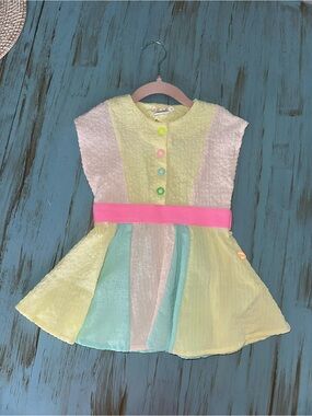 Billieblush Pastel Colorblock Dress with Pink Belt NWOT
